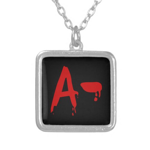 Blood Group A_ Negative Horror Hospital Silver Plated Necklace