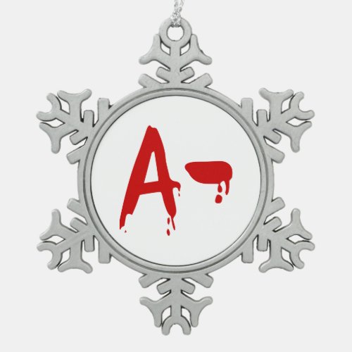 Blood Group A_ Negative Horror Hospital Snowflake Pewter Christmas Ornament