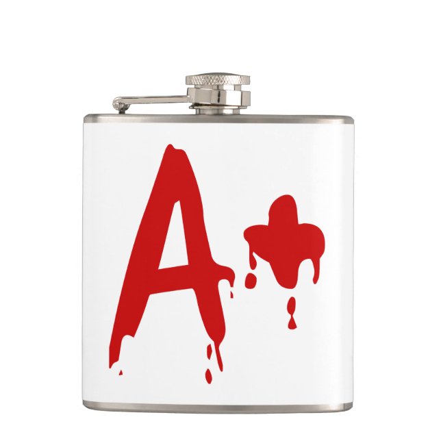 Blood Group A+ Positive #Horror Hospital Hip Flask (Front)