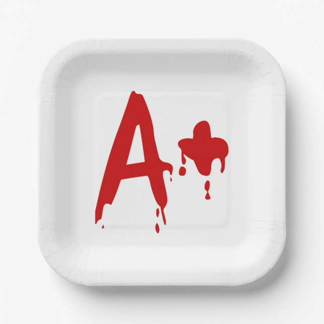 Blood Group A+ Positive #Horror Hospital Paper Plates (Front)
