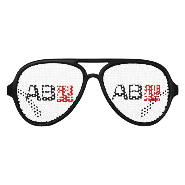 Blood Group AB Japanese Kanji Aviator Sunglasses (Front)