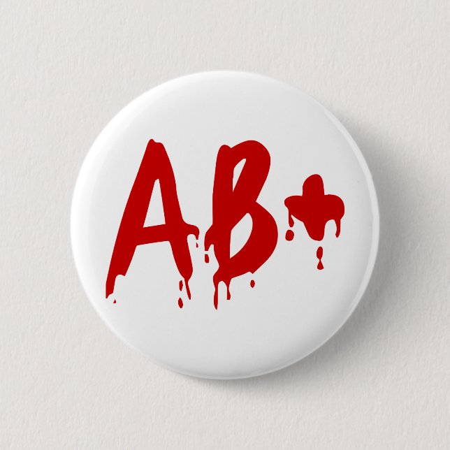 Blood Group AB+ Positive #Horror Hospital Button (Front)