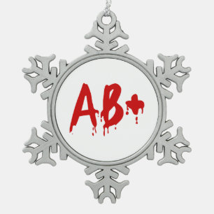 Blood Group AB+ Positive #Horror Hospital Snowflake Pewter Christmas Ornament