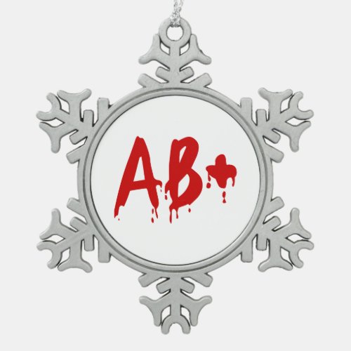 Blood Group AB Positive Horror Hospital Snowflake Pewter Christmas Ornament