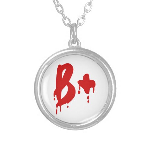 Blood Group B Positive Horror Hospital Silver Plated Necklace