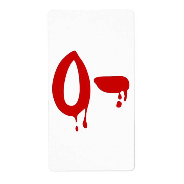 Blood Group O- Negative #Horror Hospital Label (Front)
