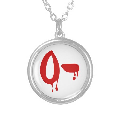 Blood Group O_ Negative Horror Hospital Silver Plated Necklace