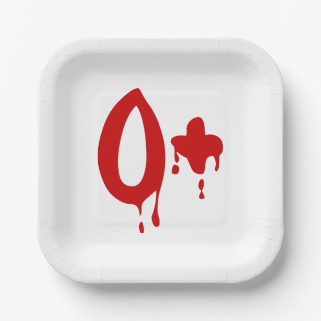 Blood Group O+ Positive #Horror Hospital Paper Plates (Front)