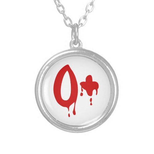 Blood Group O Positive Horror Hospital Silver Plated Necklace