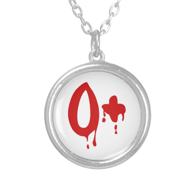Blood Group O+ Positive #Horror Hospital Silver Plated Necklace (Front)