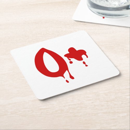 Blood Group O Positive Horror Hospital Square Paper Coaster