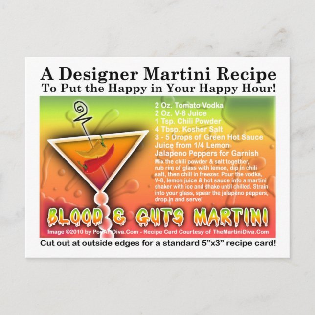 Blood & Guts Halloween Martini Recipe Postcard (Front)