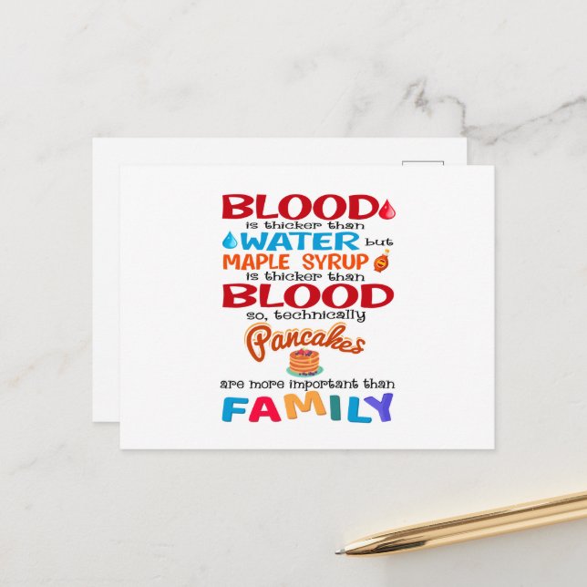 Blood is Thicker than Water But Maple Syrup is Postcard (Front/Back In Situ)