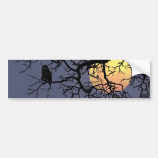 Blood Moon and Night Owl Silhouette Bumper Sticker