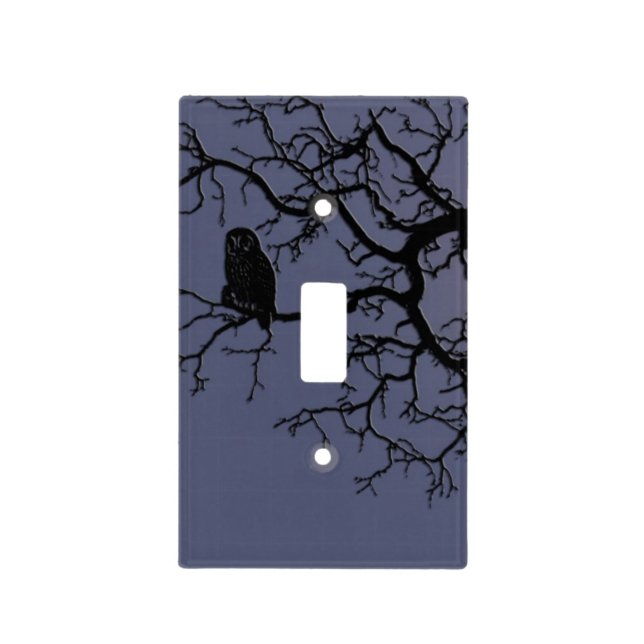 Blood Moon and Night Owl Silhouette Light Switch Cover (Front)