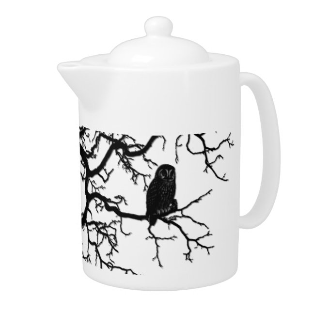 Blood Moon and Night Owl Silhouette Teapot (Right)