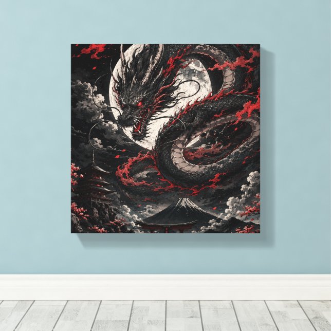 Blood Moon Dragon Canvas Print (Insitu(Wood Floor))