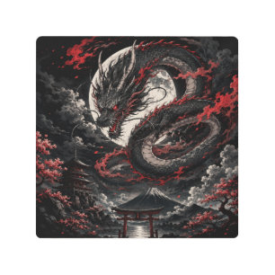 Blood Moon Dragon Metal Print