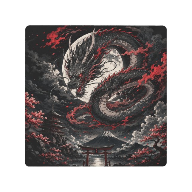 Blood Moon Dragon Metal Print (Front)