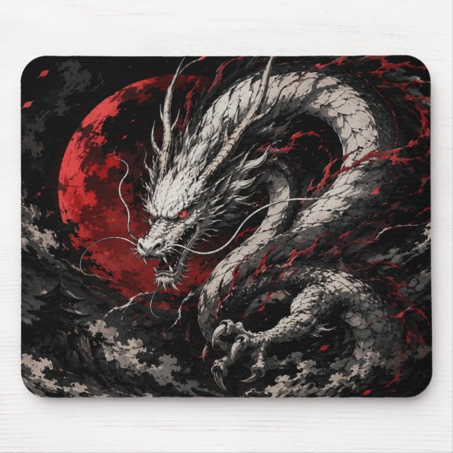 Blood Moon Dragon Mouse Pad (Front)