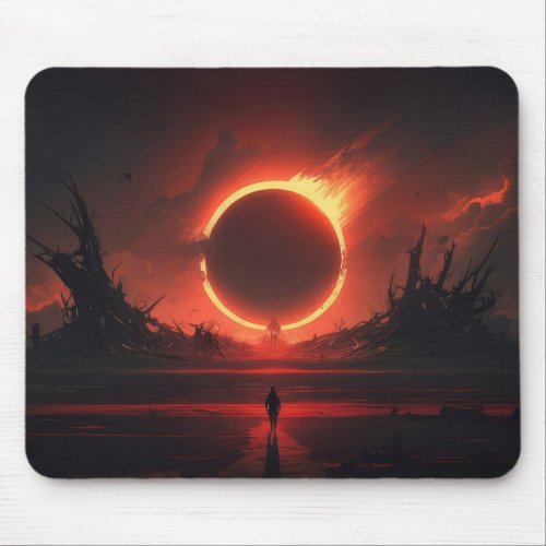 blood moon eclipse mouse pad