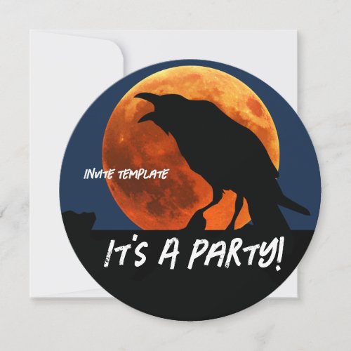 Blood Moon Halloween Raven Invitation