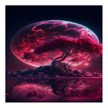 Blood Moon is rising. Purple pink moon fantasy