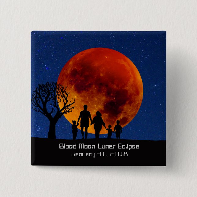 Blood Moon Lunar Eclipse 2018 Pinback Button (Front)