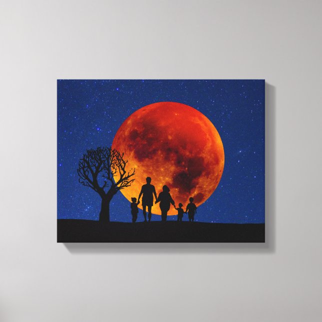 Blood Moon Lunar Eclipse Family Canvas Print (Front)