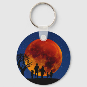 Blood Moon Lunar Eclipse Family Keychain