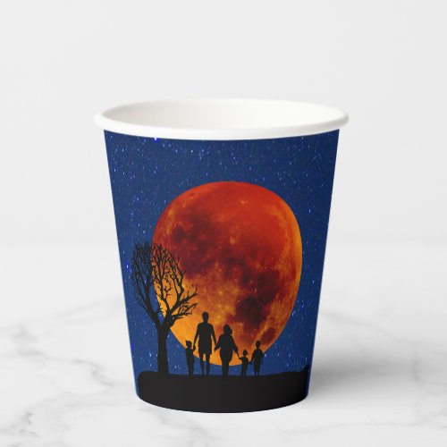 Blood Moon Lunar Eclipse Family Paper Cups