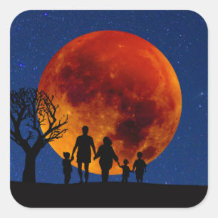 Blood Moon Lunar Eclipse Family Square Sticker