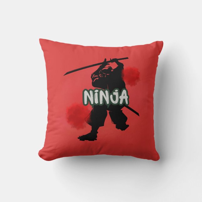 Blood Moon Ninja Throw Pillow (Front)