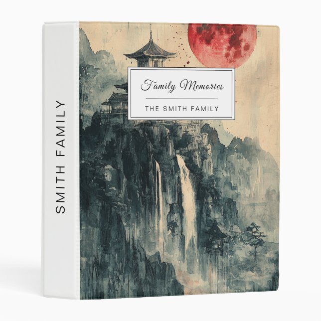 Blood Moon Pagoda Ink Wash Mini Binder (Front/Spine)