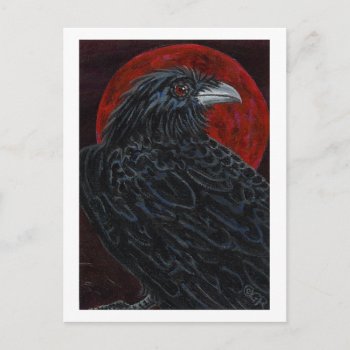 Blood Moon Raven Postcard by GailRagsdaleArt at Zazzle