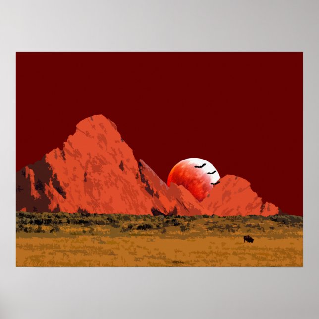 Blood Moon Rising Digital Art Poster (Front)