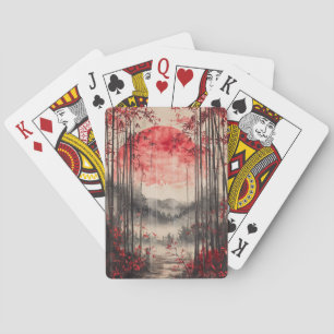 Blood Moon Sakura Ink Wash (1) Poker Cards