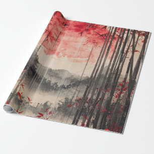 Blood Moon Sakura Ink Wash (1) Wrapping Paper