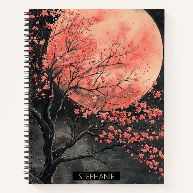 Blood Moon Sakura Ink Wash (2) Notebook (Front)