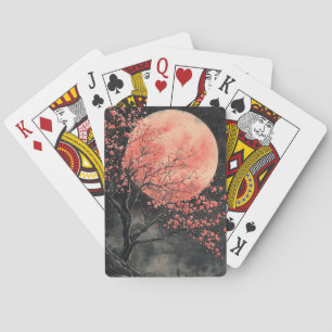 Blood Moon Sakura Ink Wash (2) Poker Cards