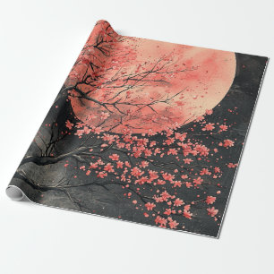 Blood Moon Sakura Ink Wash (2) Wrapping Paper