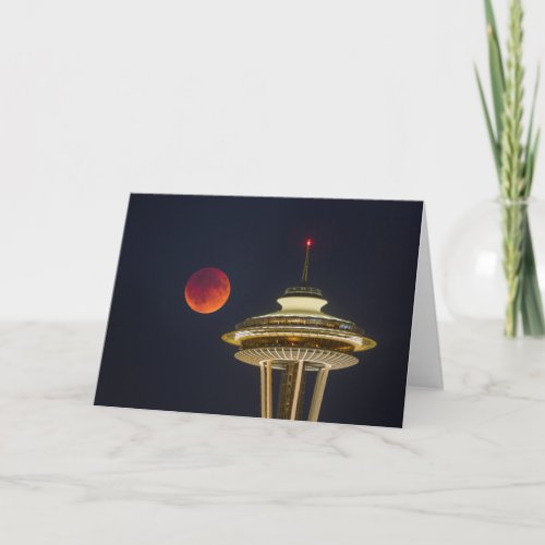 Blood Moon  Seattle Space Needle Card