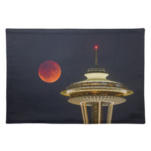 Blood Moon  Seattle Space Needle Cloth Placemat