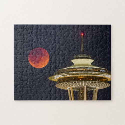 Blood Moon  Seattle Space Needle Jigsaw Puzzle