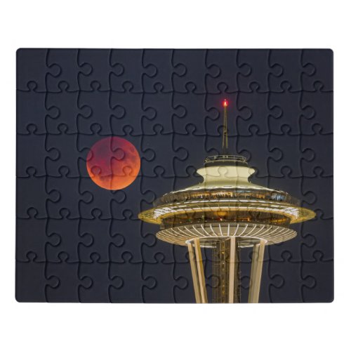 Blood Moon  Seattle Space Needle Jigsaw Puzzle