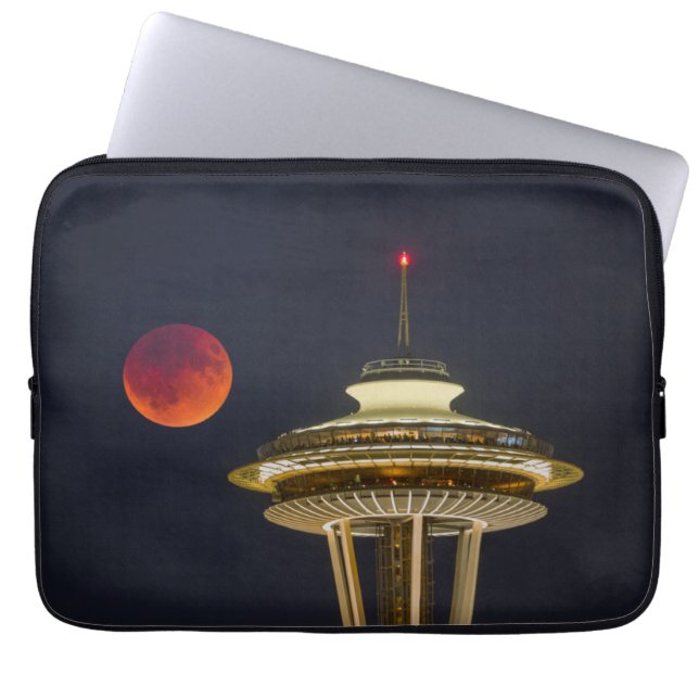 Blood Moon | Seattle Space Needle Laptop Sleeve (Front)