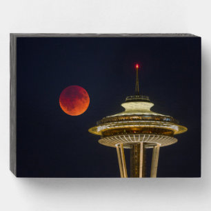 Blood Moon   Seattle Space Needle Wooden Box Sign