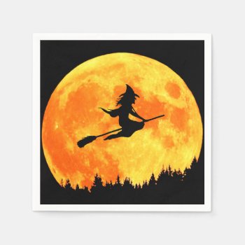 Blood Moon Witch Halloween Paper Napkins by OniTees at Zazzle