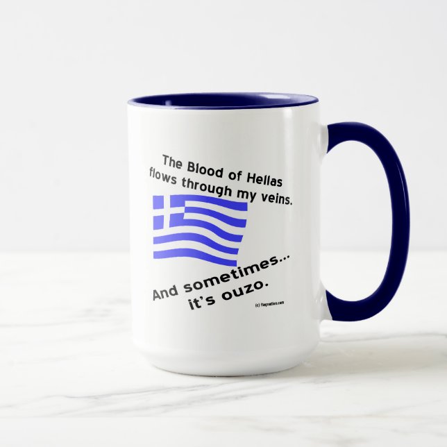 Blood of Hellas Flies Through Veins Sometimes Ouzo Mug (Right)