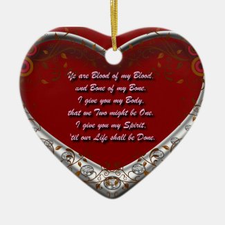 Blood of my Blood: Scots Gaelic Marriage Oath Red Ceramic Ornament